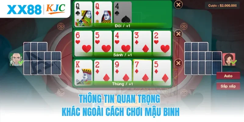 Thông tin quan trọng khác ngoài cách chơi mậu binh